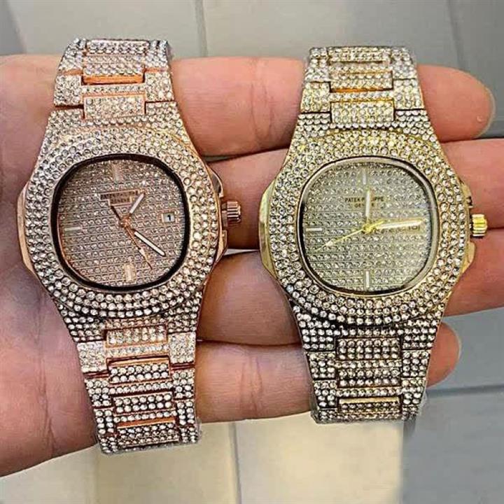 ساعت زنانه و مردانه پتک فیلیپ سایز اسپرت بند استیل نگین دار Patek Philippe